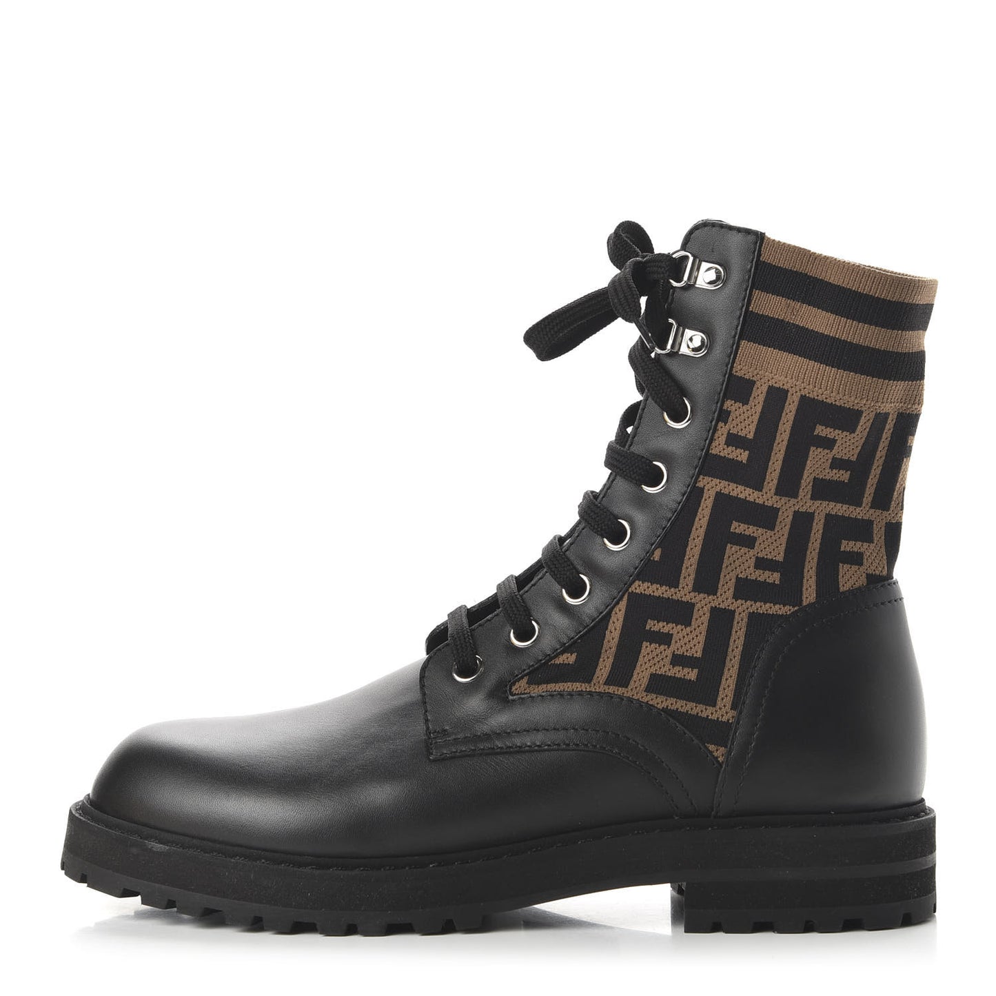 Vitello Jersey Fabric FF Mens Biker Boots 9 Black Tobacco