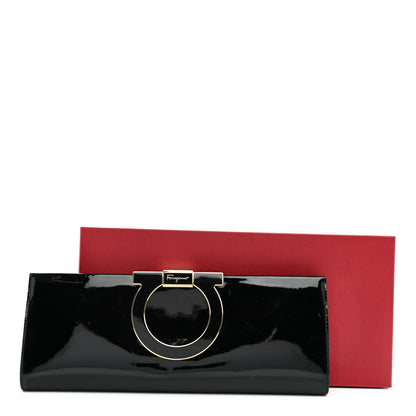 Salvatore Ferragamo Patent Musa Gancini Clutch Black 7 of 7