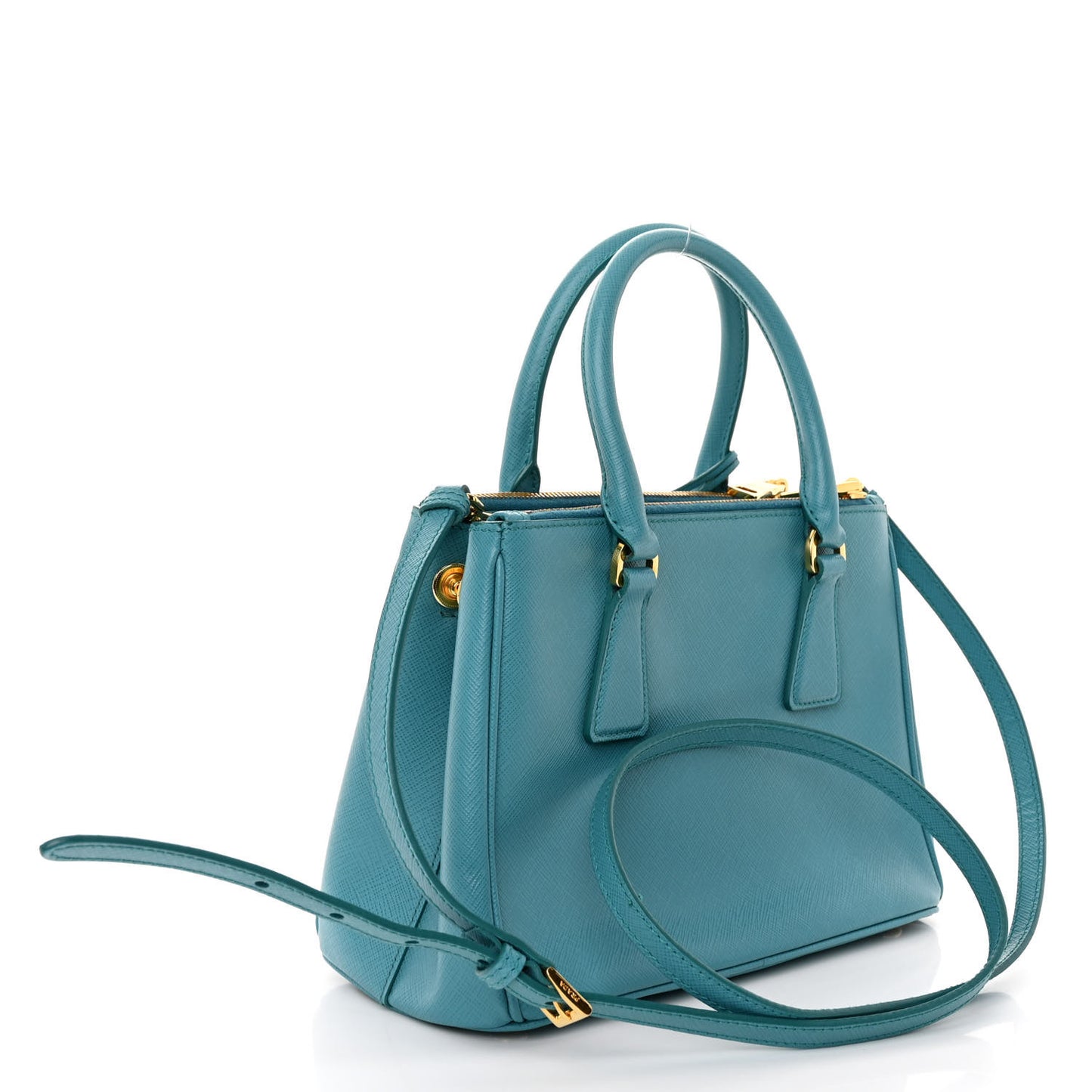 Saffiano Lux Mini Galleria Double Zip Tote Turchese
