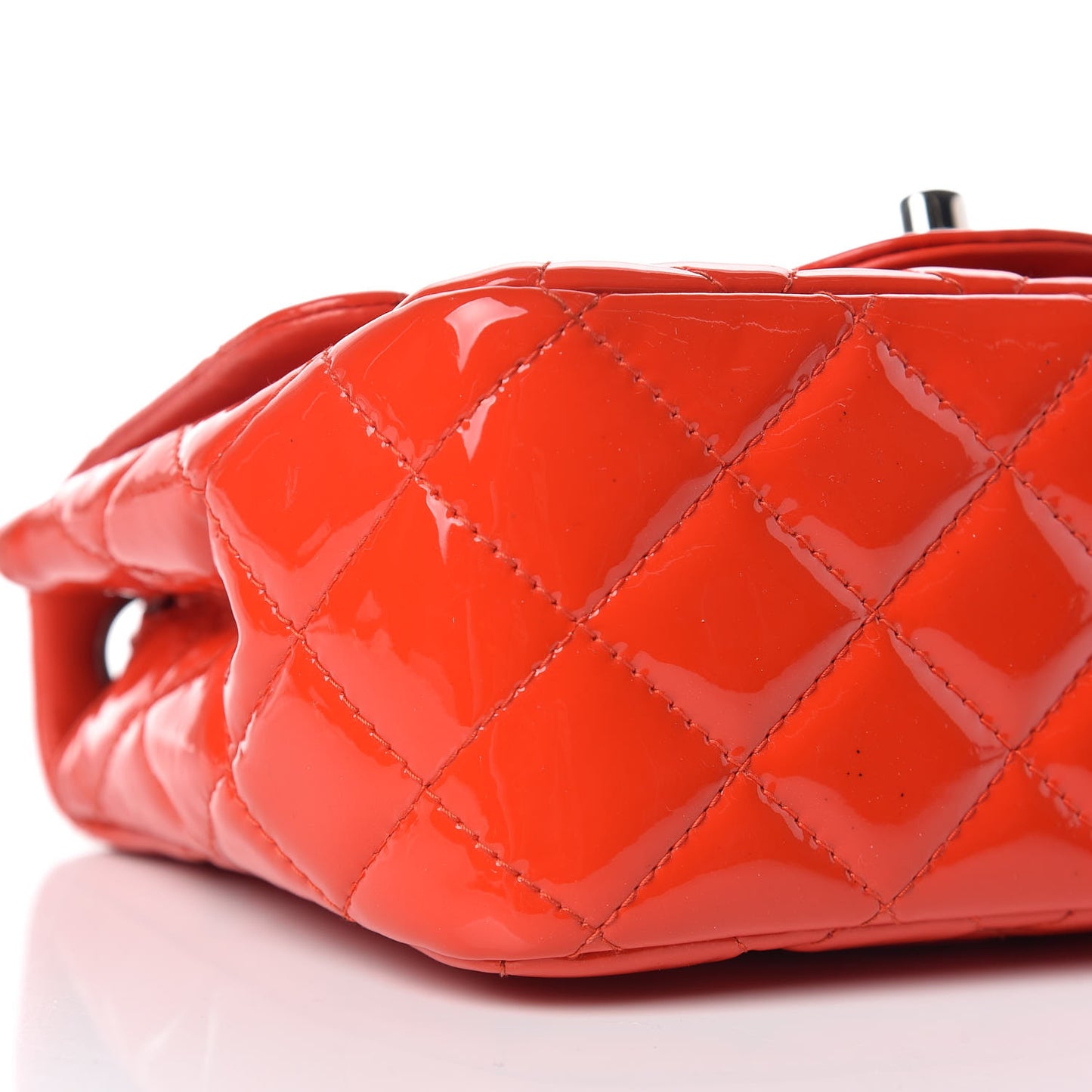 Patent Quilted Mini Square Flap Red