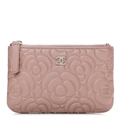 Chanel Goatskin Camellia Embossed Cosmetic Pouch Light Pink 1 of 8
