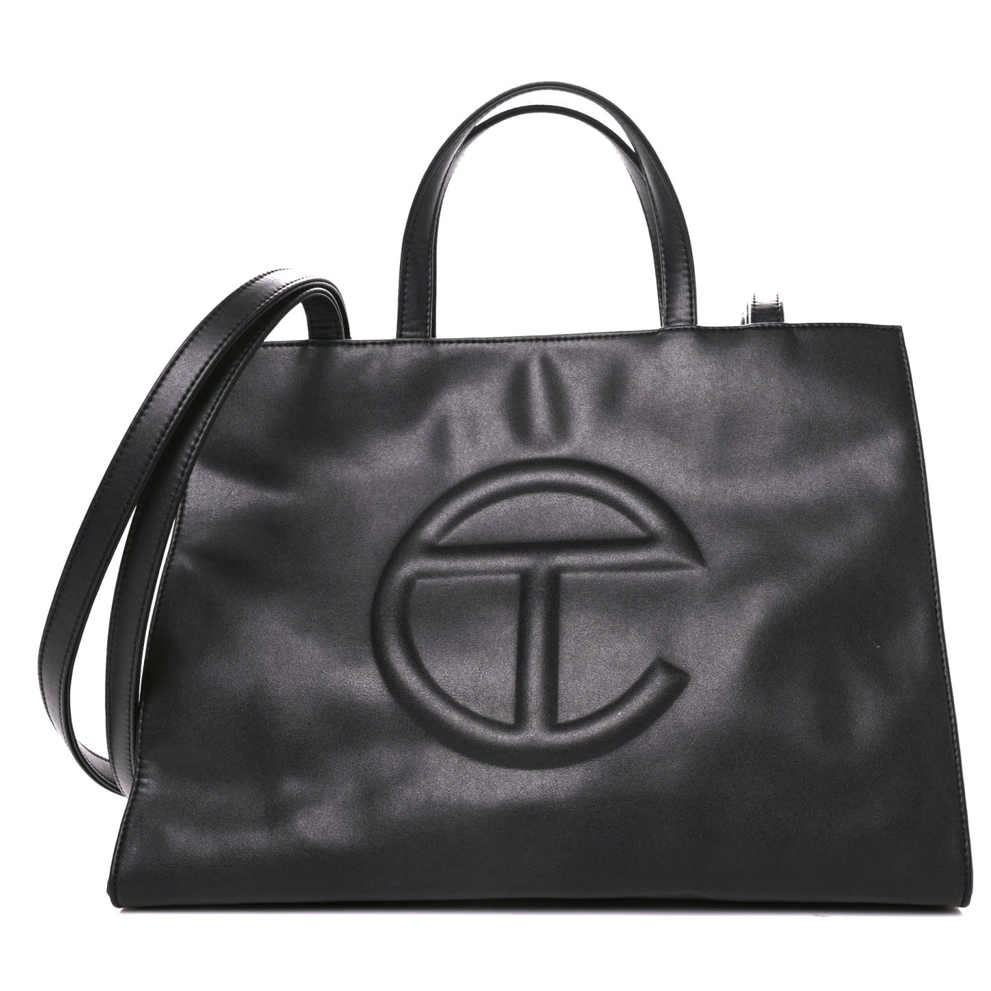 Vegan Leather Medium Shopping Bag Black