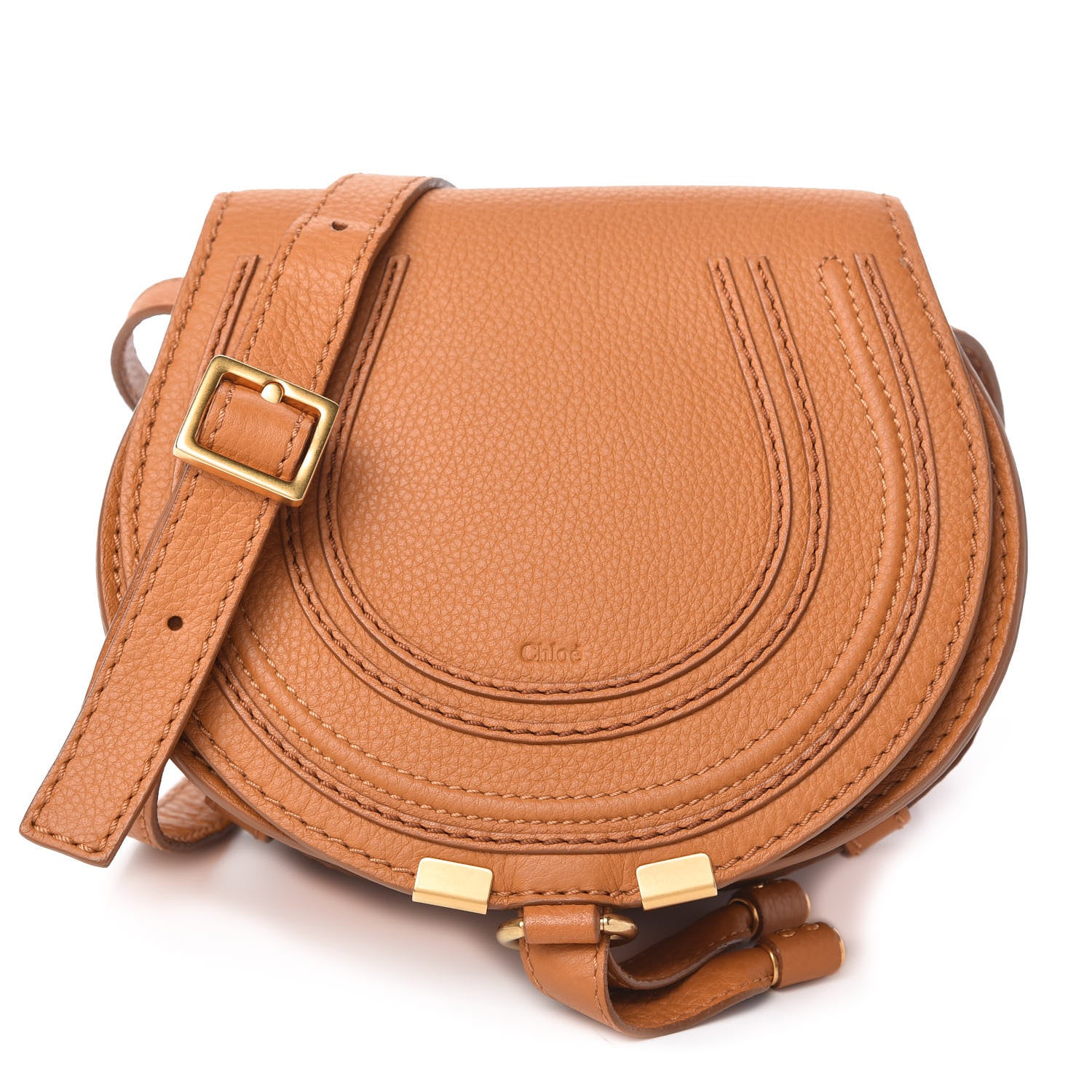 Chloe Calfskin Mini Marcie Round Crossbody Bag Light Tan 1 of 11