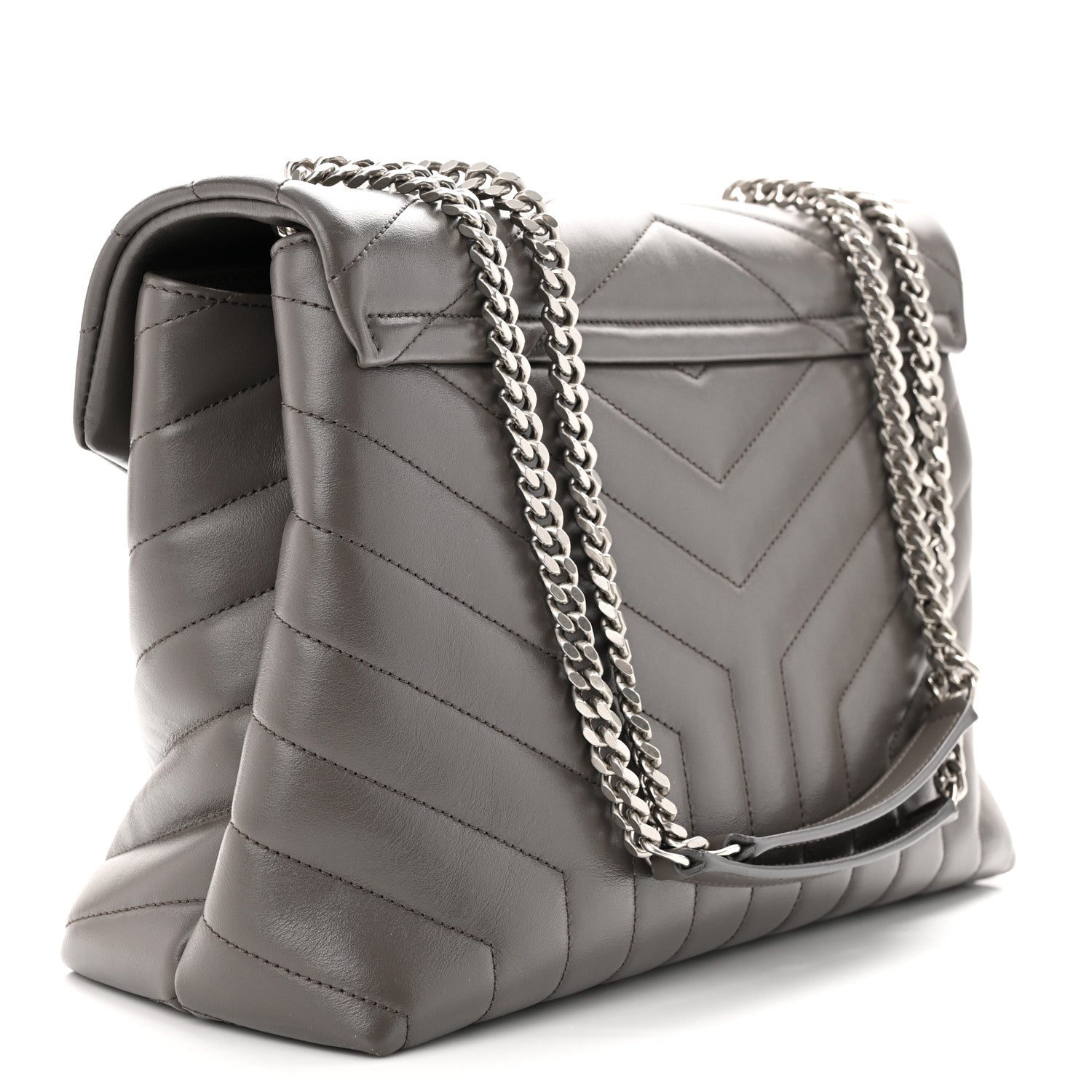 Saint Laurent Calfskin Y Quilted Monogram Medium Loulou Chain Satchel Earth 3 of 10