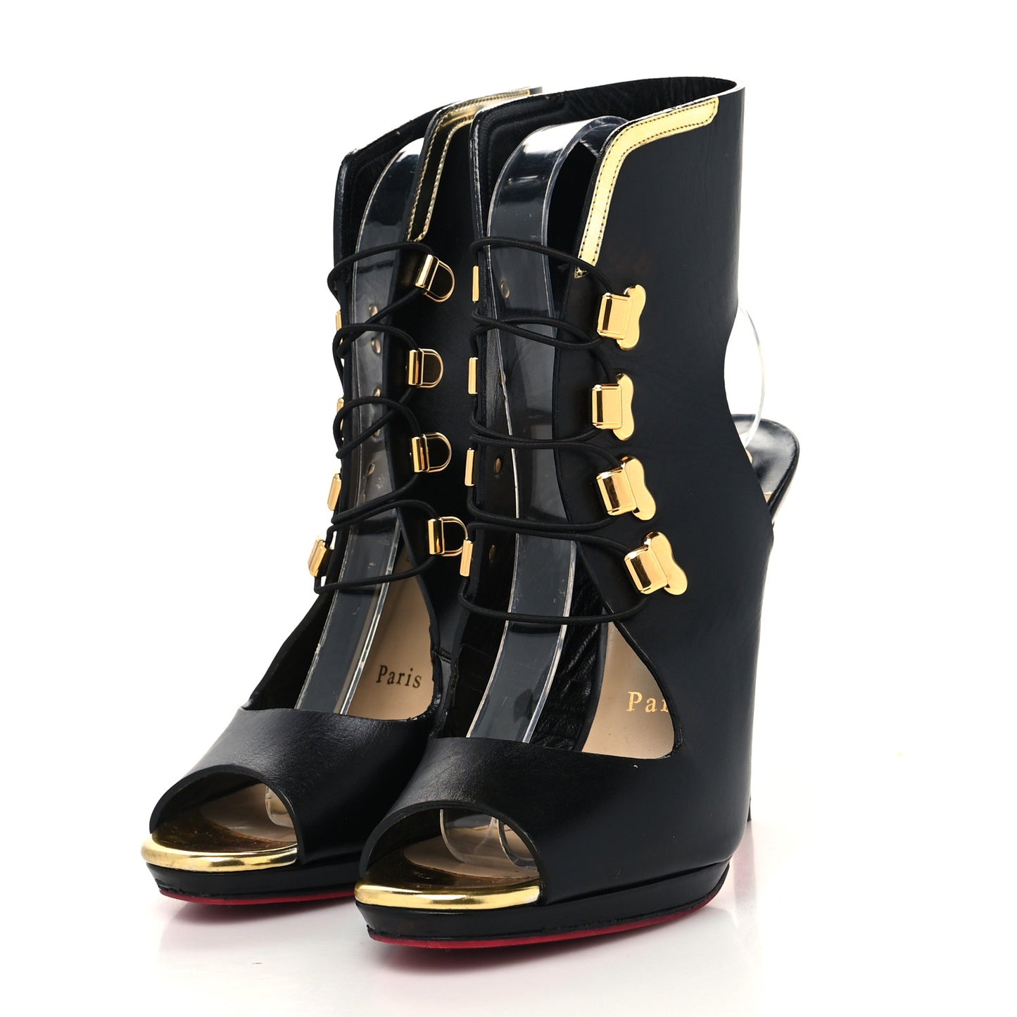 Shiny Calfskin Troubida 120 Lace Up Pumps 37 Black Gold