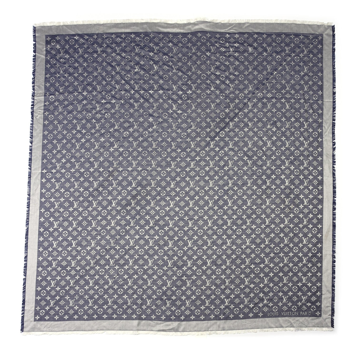Louis Vuitton Silk Wool Monogram Denim Shawl Blue 1 of 4