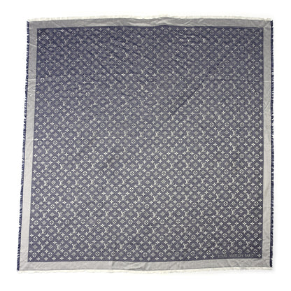 Louis Vuitton Silk Wool Monogram Denim Shawl Blue 1 of 7