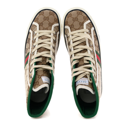 Gucci GG Monogram Web Womens 1977 Tennis High Top Sneakers 41 Beige Ebony Mystic White 2 of 9