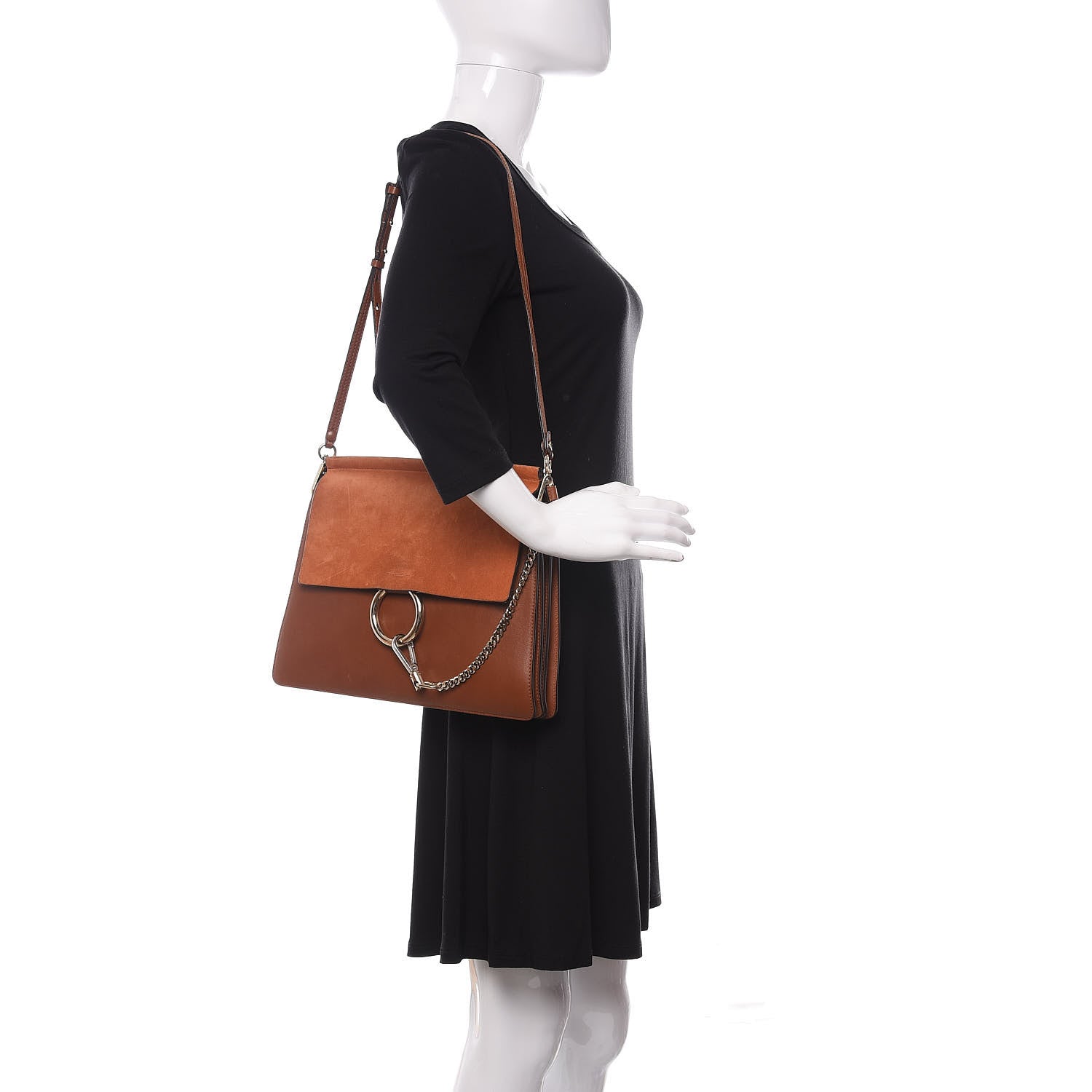Chloe Suede Calfskin Medium Faye Shoulder Bag Tobacco 2 of 11