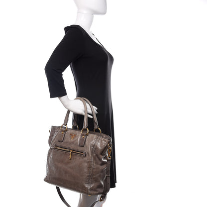 Prada Vitello Shine Top Handle Bag Fumo 3 of 16