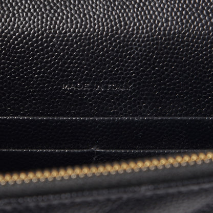 Saint Laurent Grain De Poudre Matelasse Chevron Monogram Envelope Chain Wallet Black 7 of 8