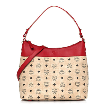 MCM Visetos Klara Crossbody Bag Beige Red 1 of 11