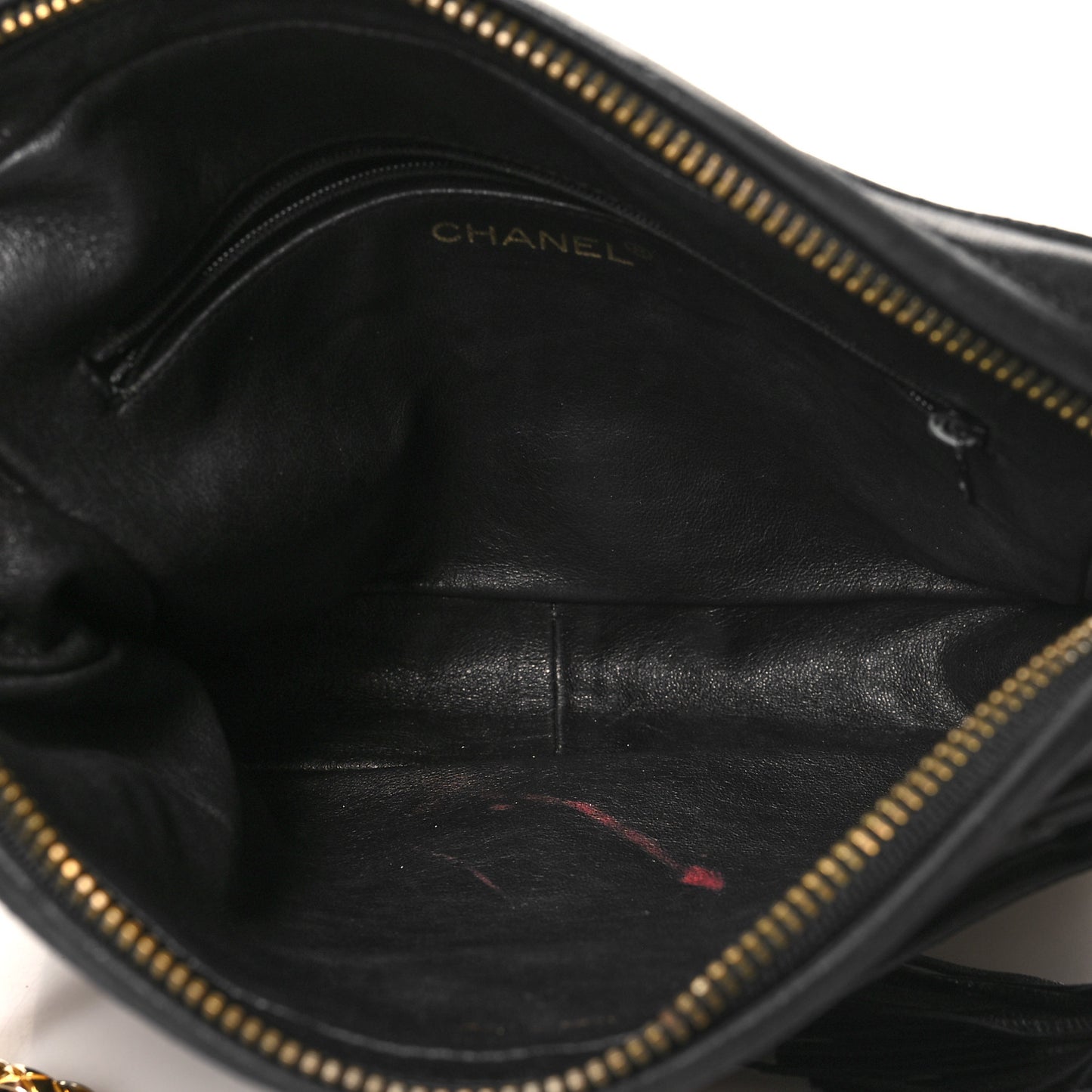 Lambskin Quilted Tassel Camera Case Black