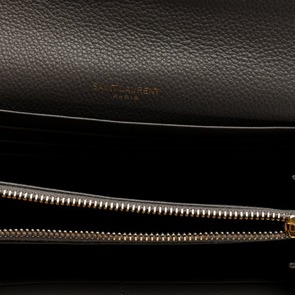 Saint Laurent Grained Calfskin Monogram Large Flap Wallet Earth 6 of 7