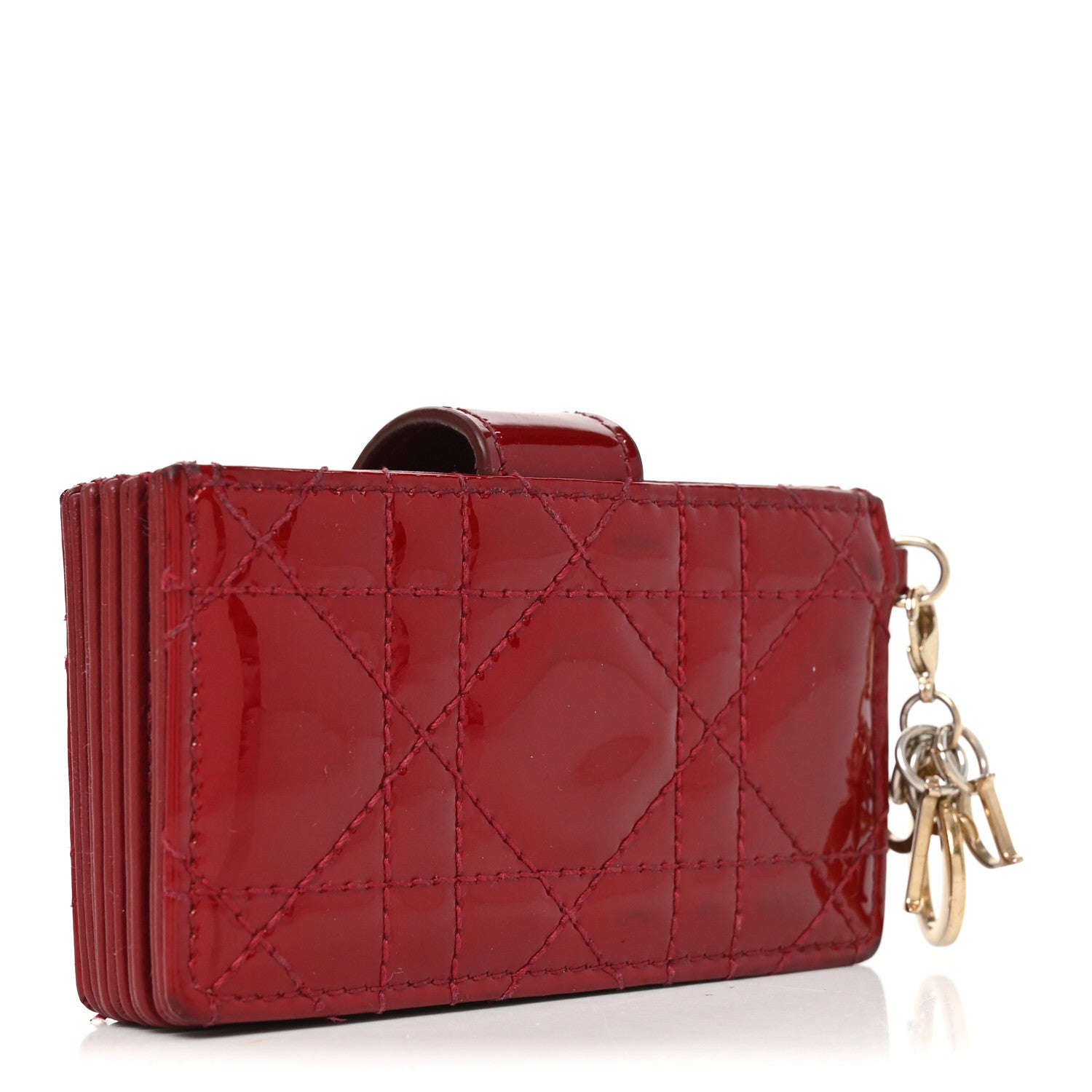 Christian Dior Patent Cannage Lady Dior 5-Gusset Card Holder Scarlet 3 of 8