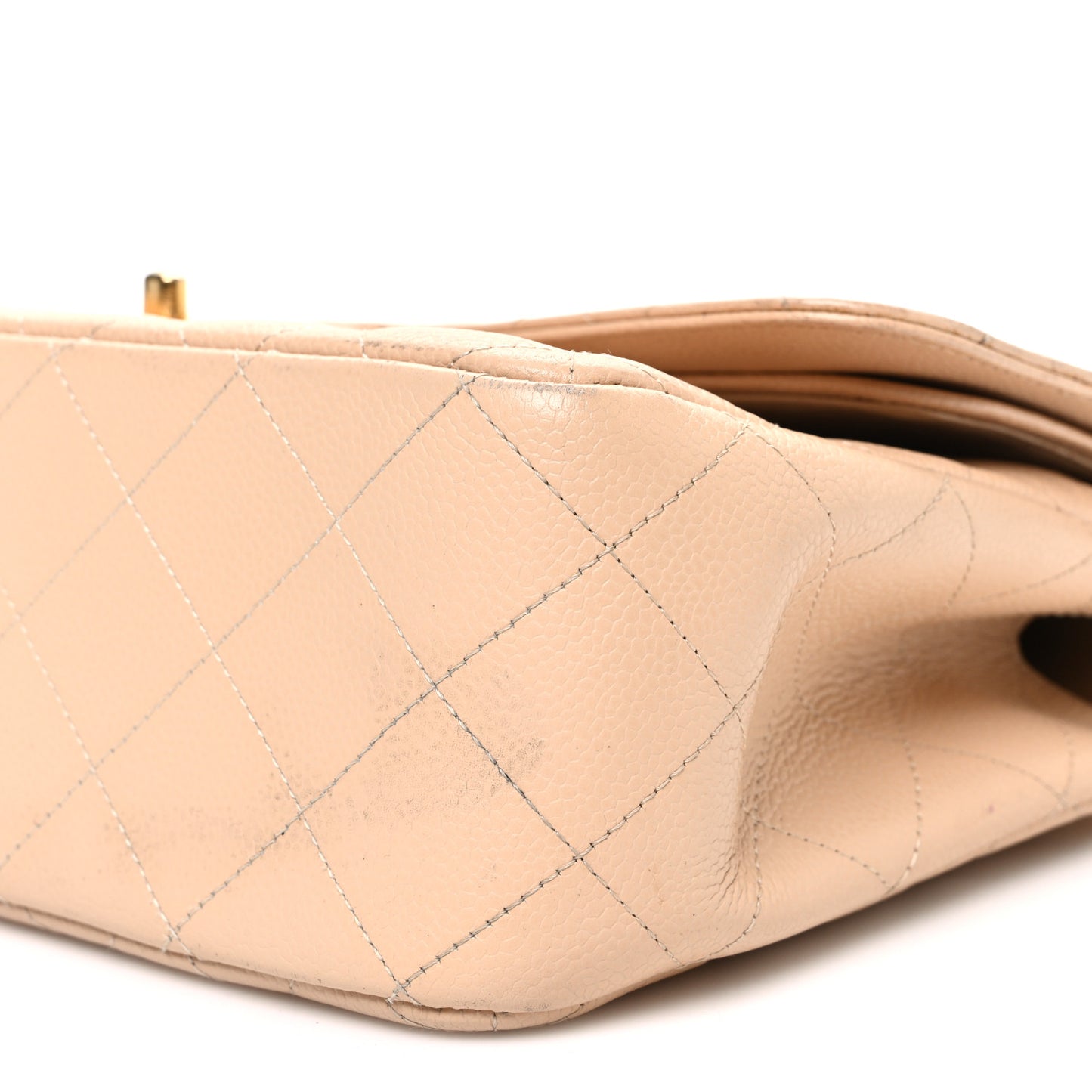 Caviar Quilted Jumbo Double Flap Beige Clair