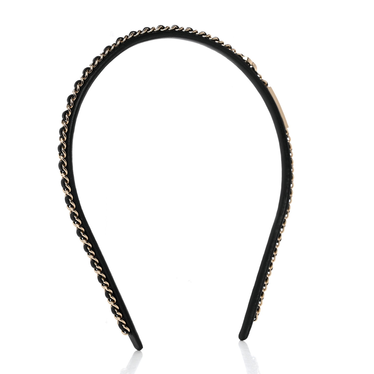 Chanel Metal Lambskin Chain CC Headband Black Gold 2 of 4