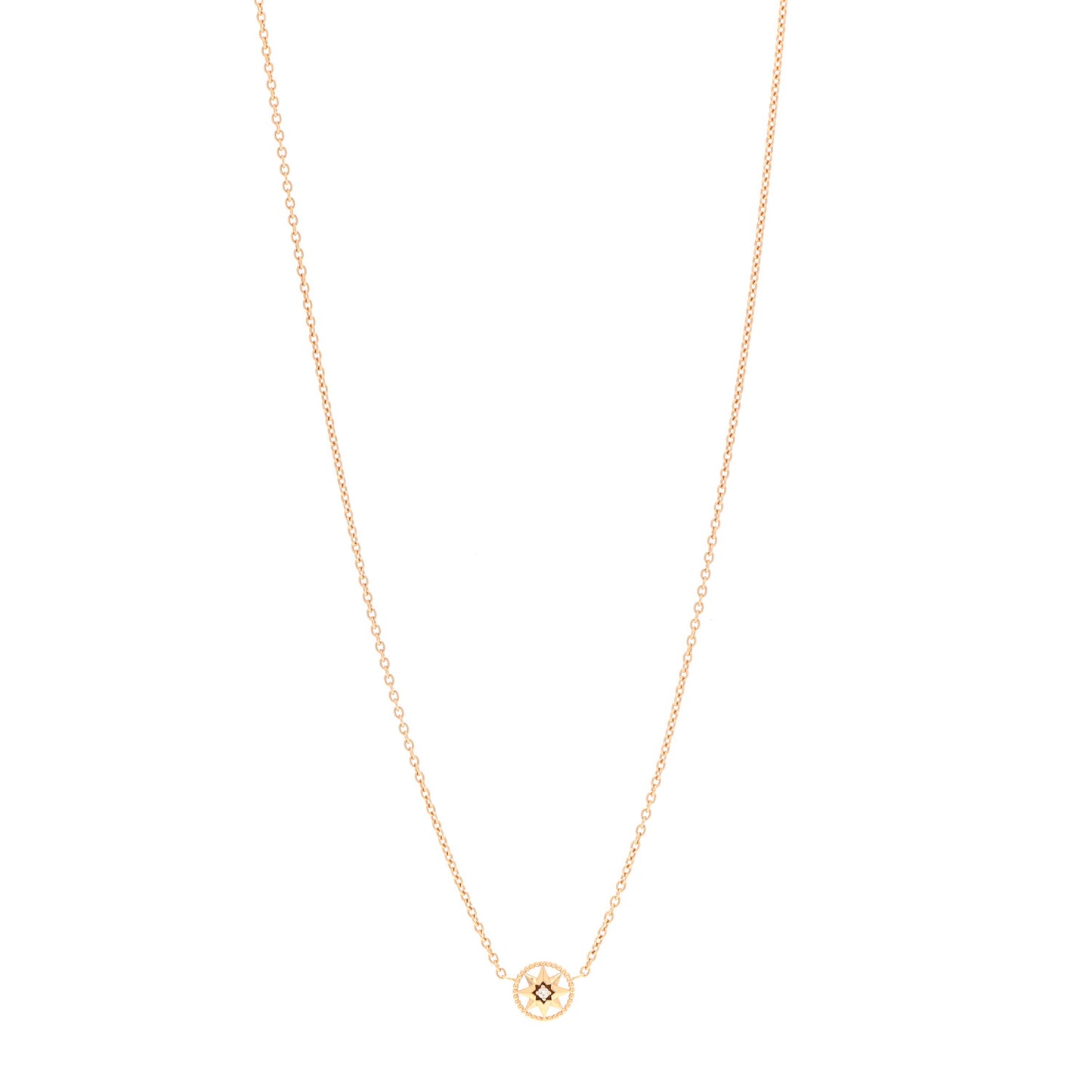 18K Yellow Gold Diamond XS Rose Des Vents Necklace