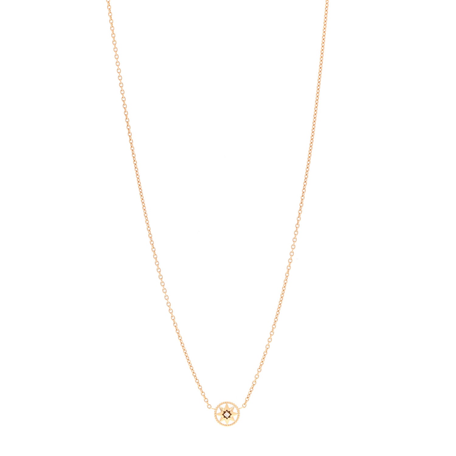 Christian Dior 18K Yellow Gold Diamond XS Rose Des Vents Necklace 1 of 7
