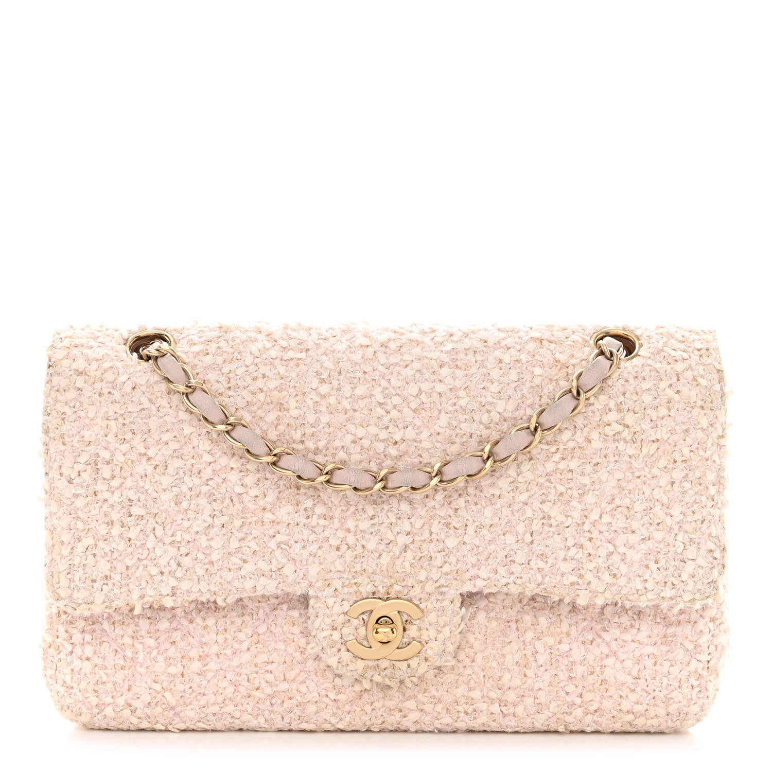 Chanel Tweed Medium Double Flap Pink 1 of 18