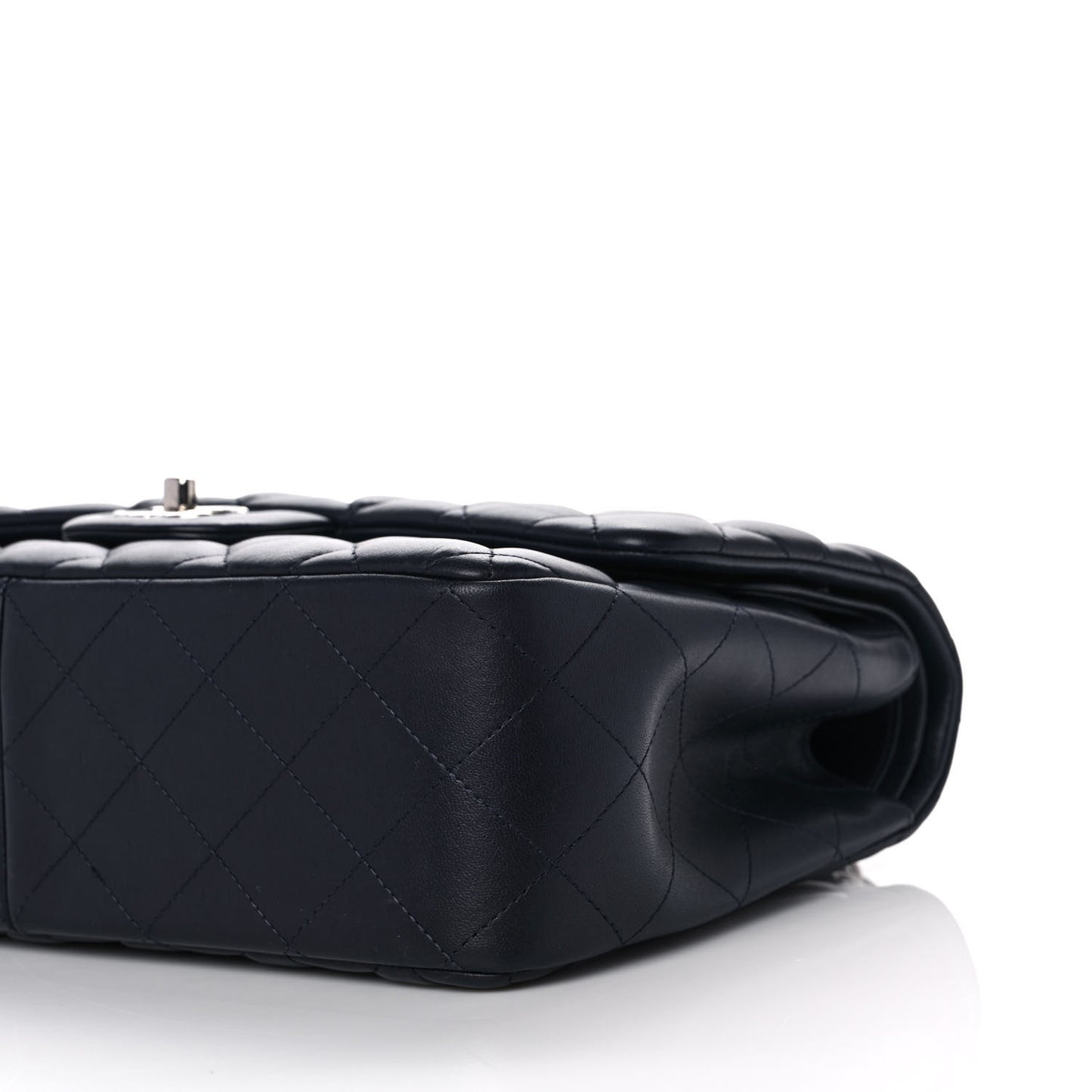 Lambskin Quilted Jumbo Double Flap Dark Blue