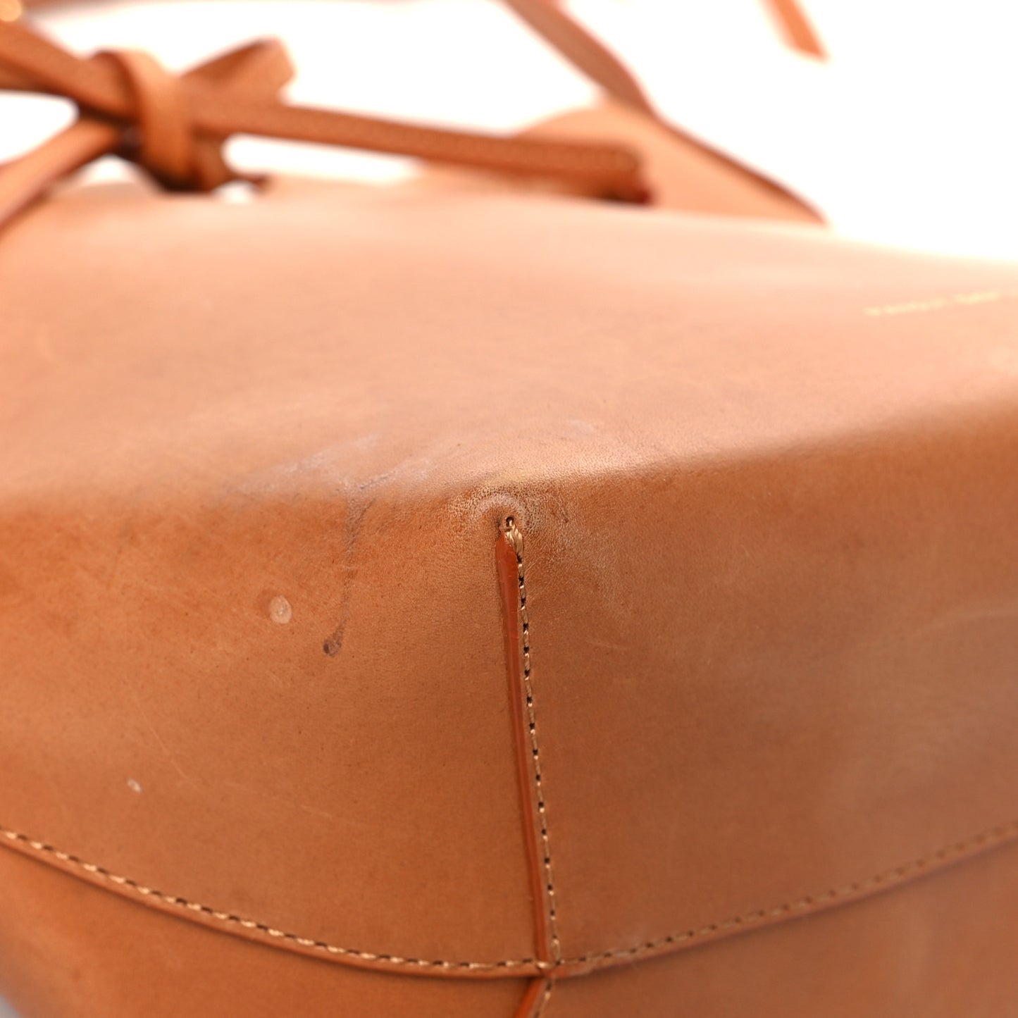 Vegetable Tanned Calfskin Mini Bucket Bag Camello Orange