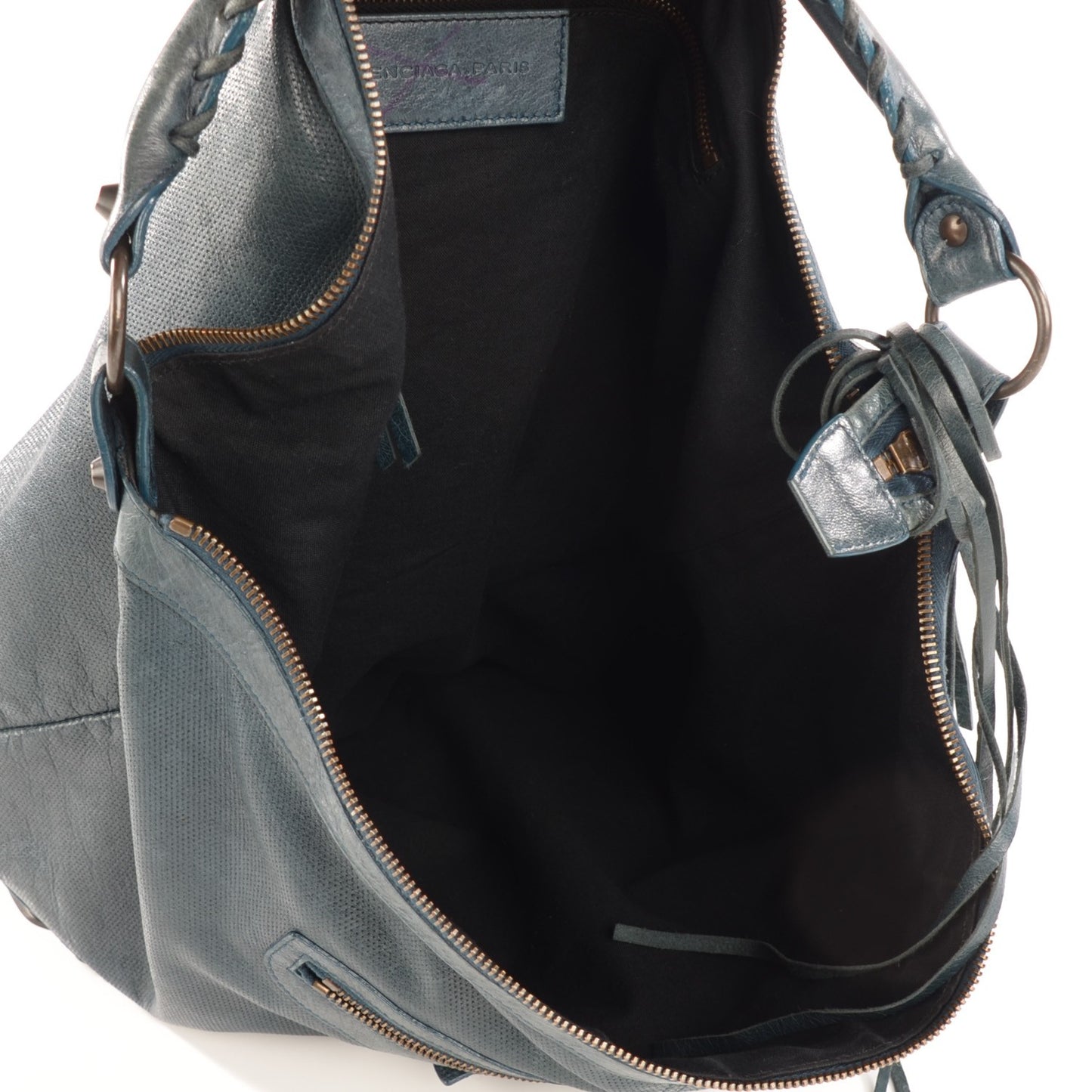 Agneau Canard Navy Perforated Classic Hardware Day Hobo