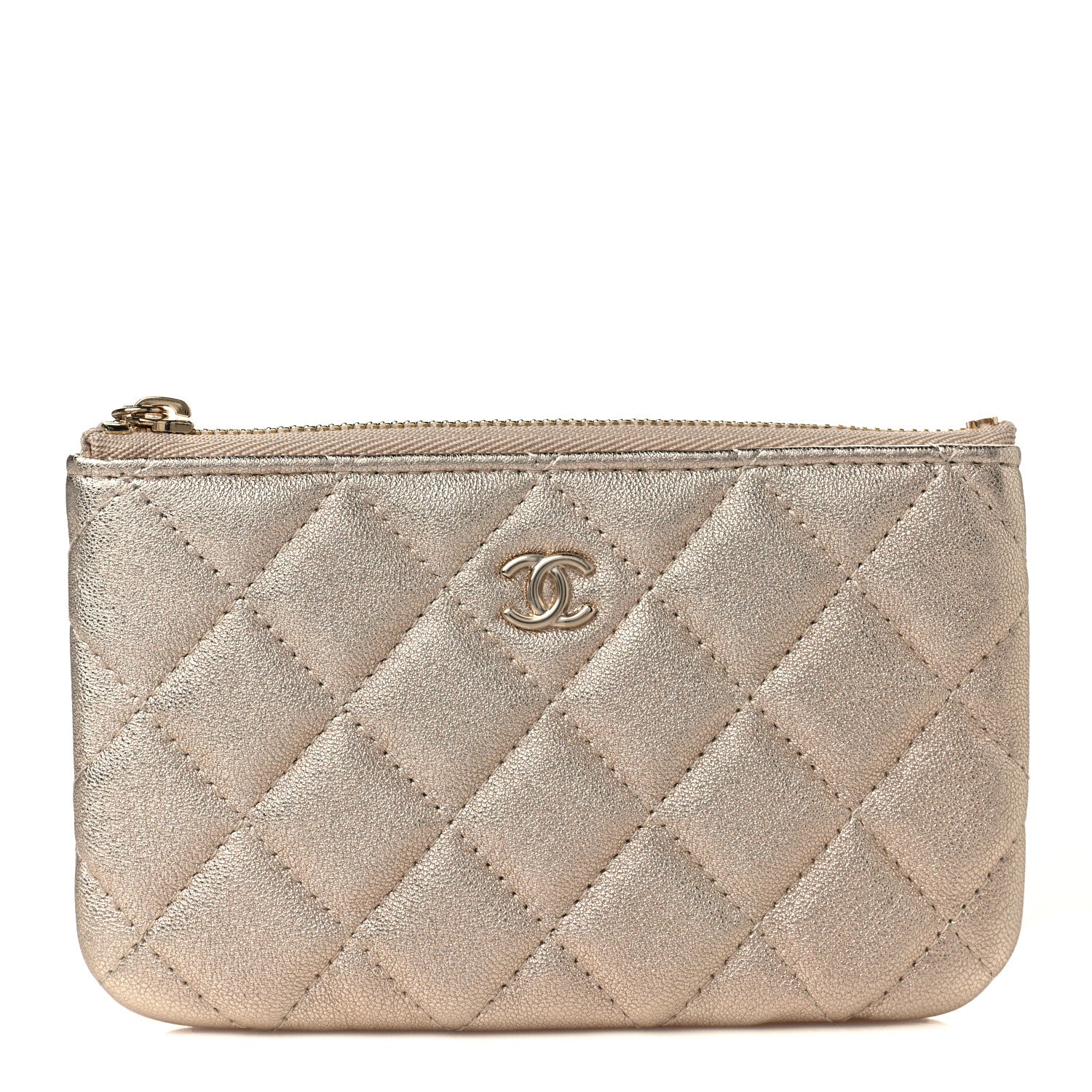 Chanel Metallic Lambskin Quilted Small Cosmetic Case Gold 1 of 10