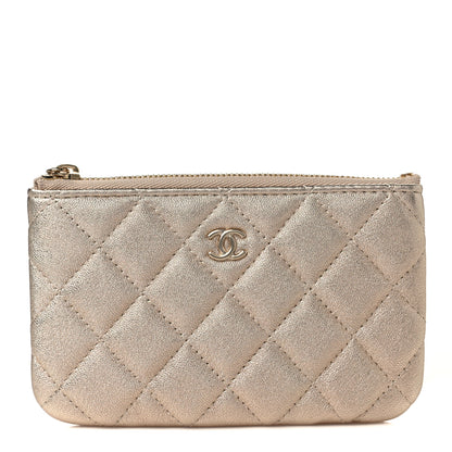Chanel Metallic Lambskin Quilted Small Cosmetic Case Gold 1 of 10