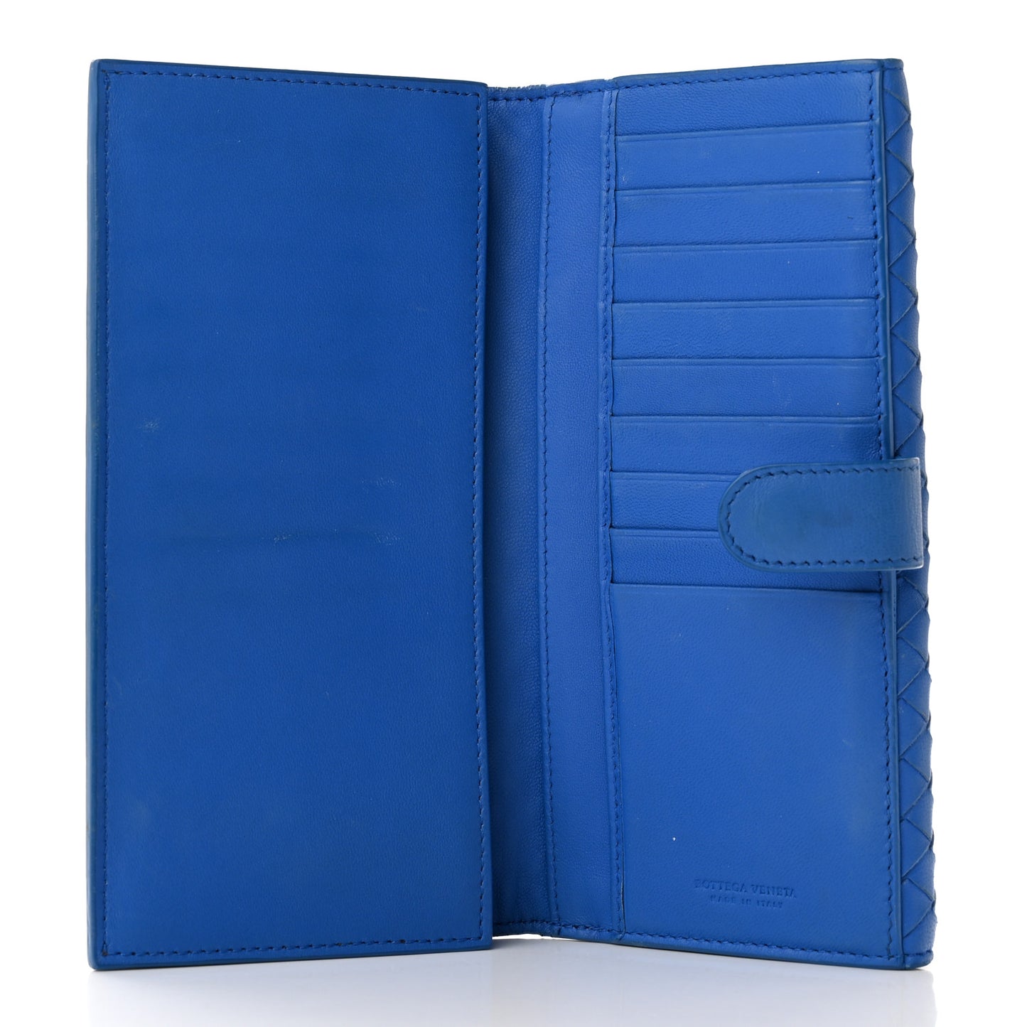 Nappa Intrecciato Continental Flap Wallet Bluette