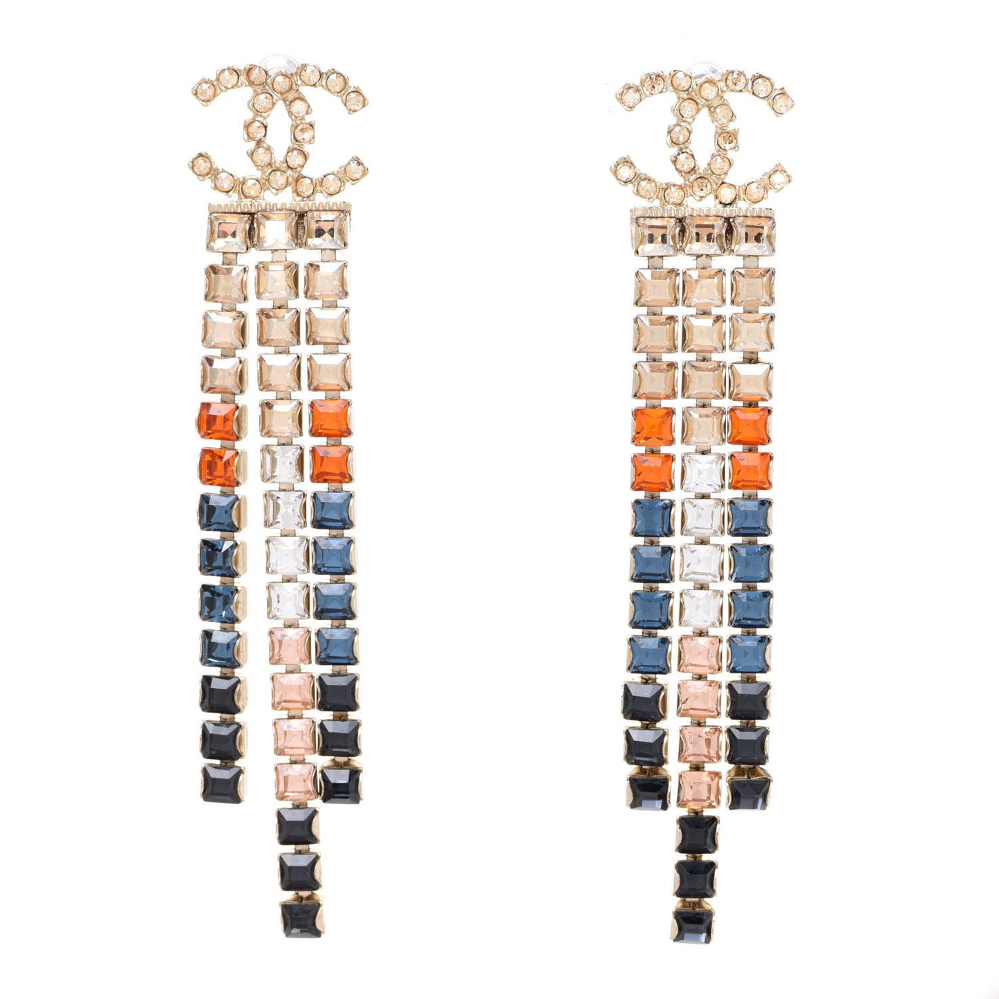 Crystal Skyline CC Drop Earrings Gold Blue Black Red