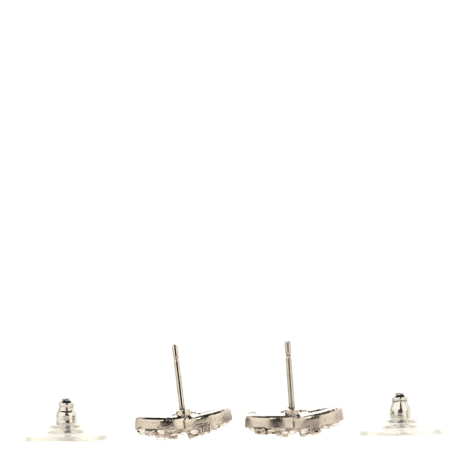 Chanel Crystal Mini Timeless CC Earrings Silver 3 of 5