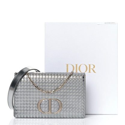 Christian Dior Metallic Patent Micro-Cannage 30 Montaigne 2 in 1 Pouch Silver 8 of 8