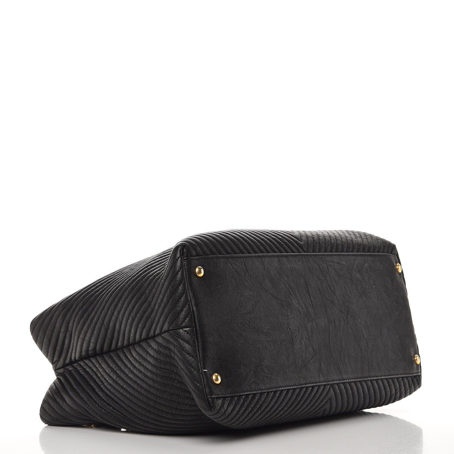 Chanel Wrinkled Lambskin Chevron Quilted Large Surpique Tote Black 4 of 9