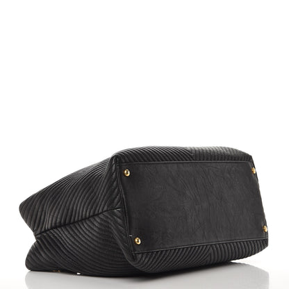 Chanel Wrinkled Lambskin Chevron Quilted Large Surpique Tote Black 4 of 9