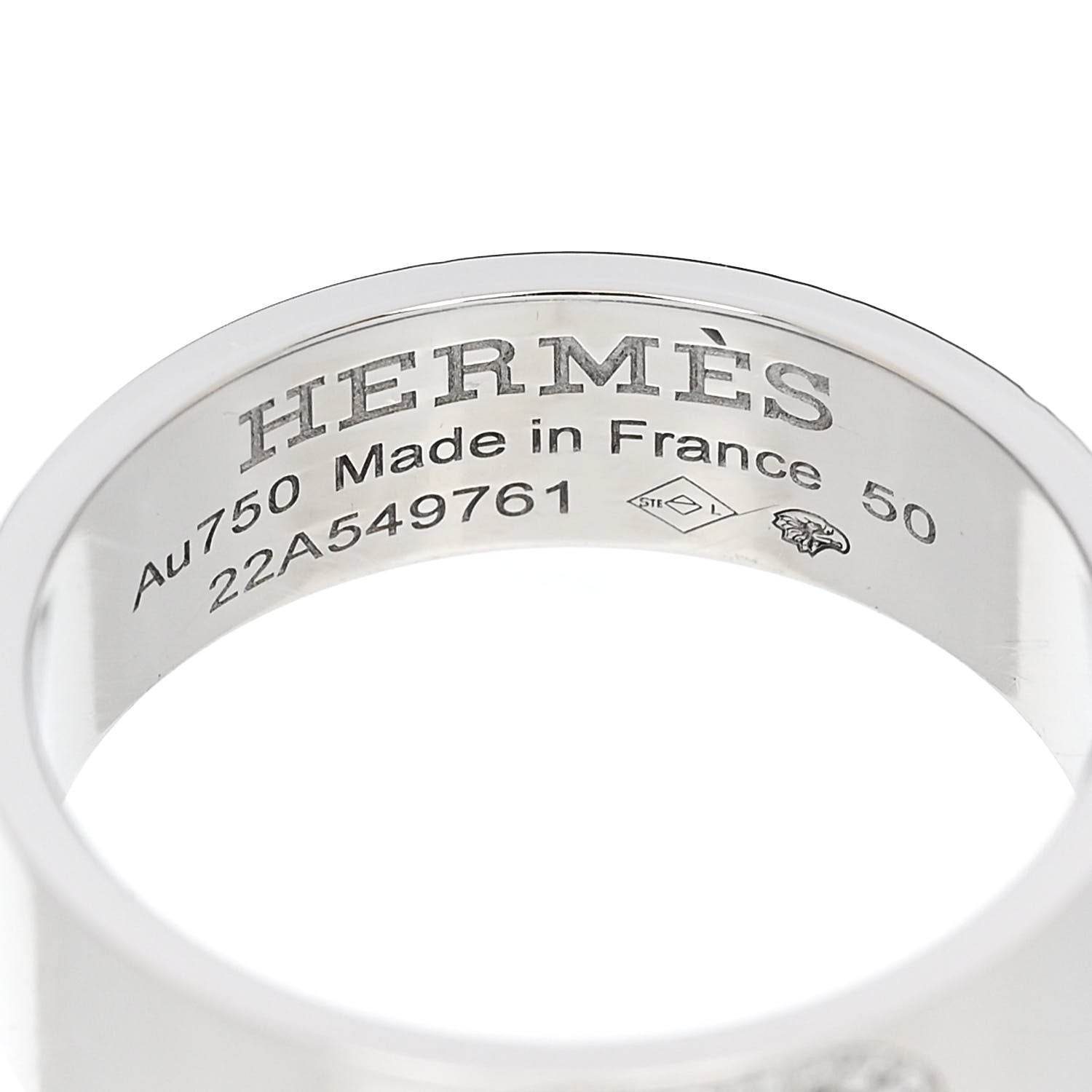 Hermes 18K White Gold Diamond PM H D'Ancre Ring 50 5.25 4 of 5
