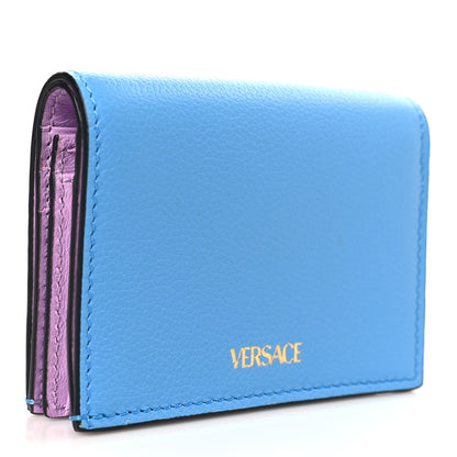 Versace Grained Calfskin Medusa Card Holder Wallet Light Blue Purple 3 of 7