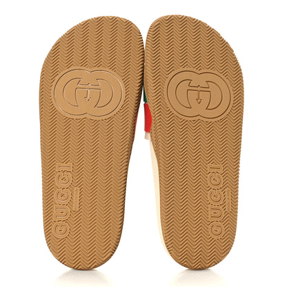 Gucci Rubber Web Womens Interlocking G Slide Sandals 39 Mystic White Green Red 5 of 6