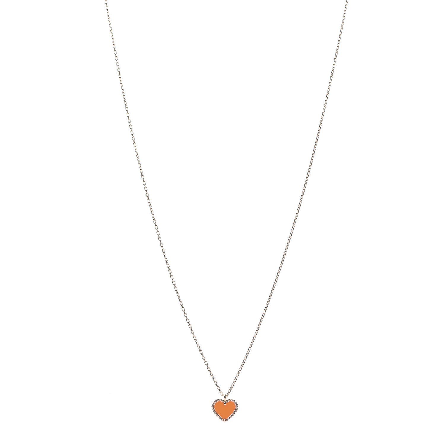 Van Cleef & Arpels 18K Rose Gold Carnelian Sweet Alhambra Heart Pendant Necklace 1 of 7