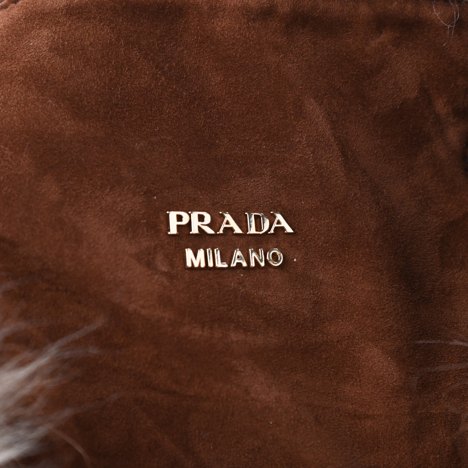 Prada Montone Shearling Fox Fur Saffiano Shoulder Bag Brown 6 of 9