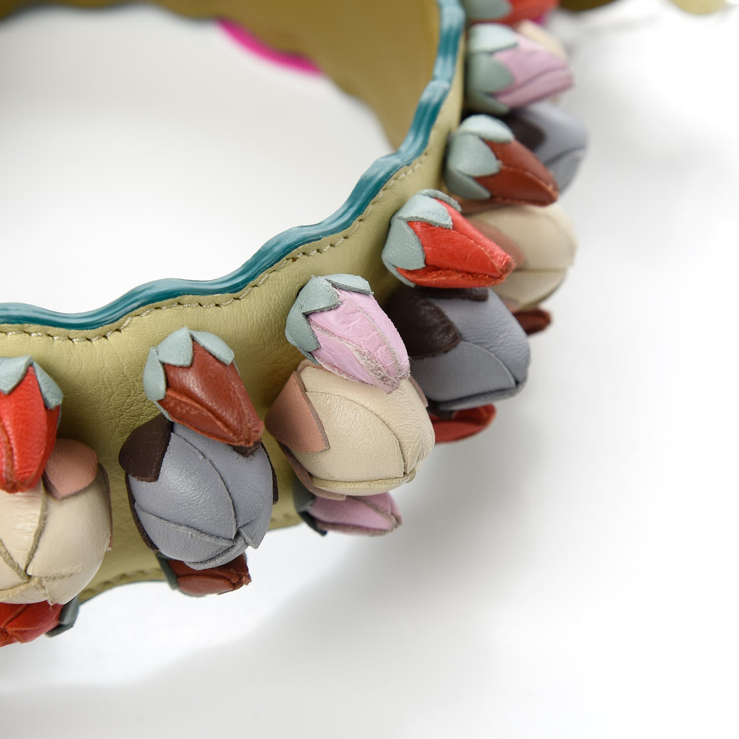 Fendi Calfskin Lambskin Rosebud Studded Strap You Multicolor 7 of 7