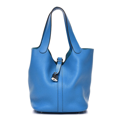 Hermes Taurillon Clemence Picotin Lock 22 MM Bleu Zanzibar 1 of 12