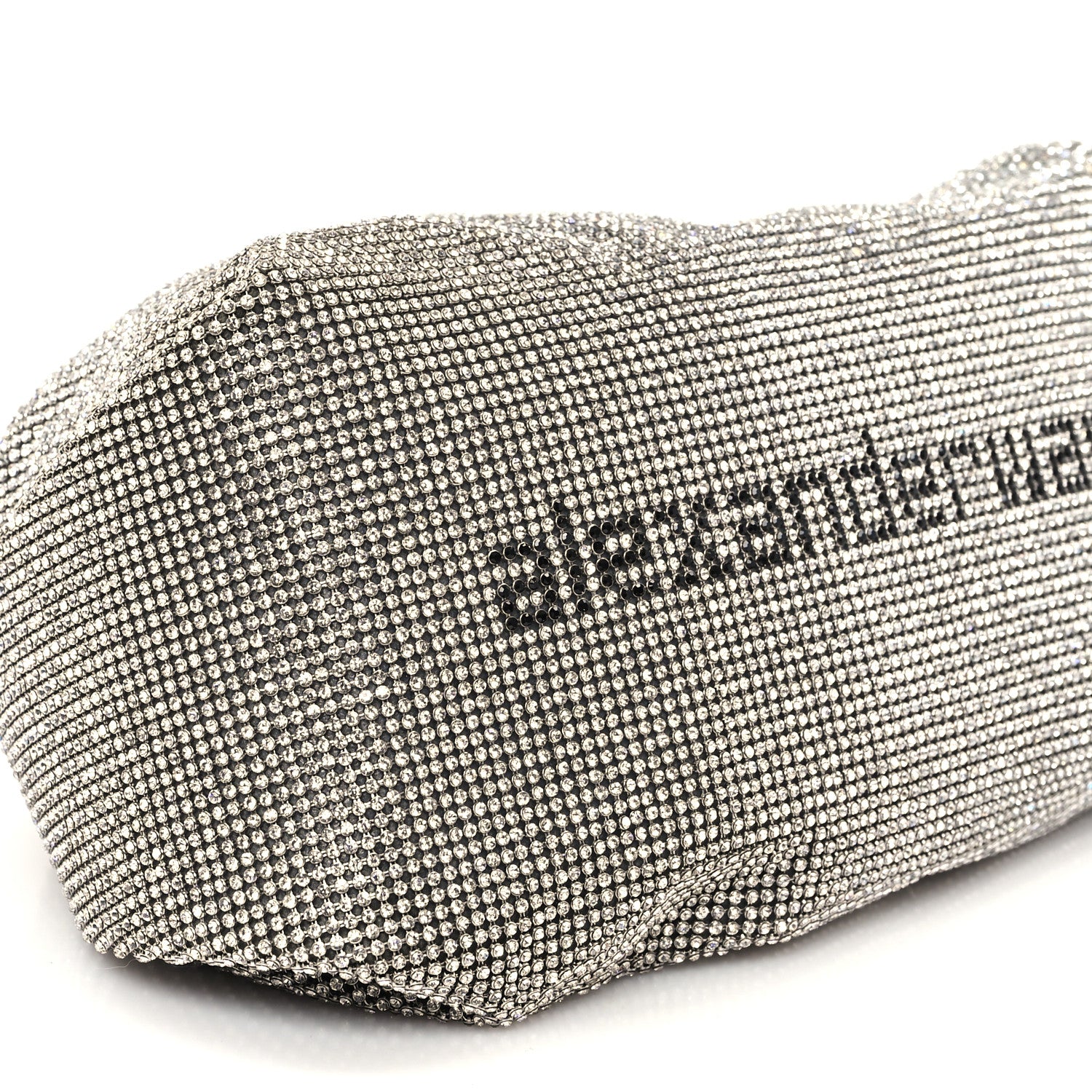 Alexander Wang Mesh Crystal Rhinestone Mini Scrunchie Clutch Black Silver 10 of 11