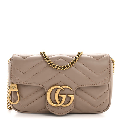 Gucci Calfskin Matelasse Super Mini GG Marmont Shoulder Bag Porcelain Rose 1 of 14