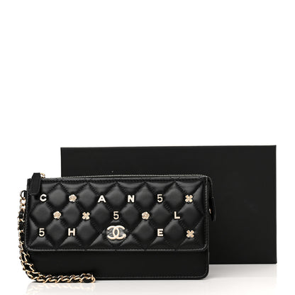 Chanel Lambskin Quilted All About Chanel Charm Wristlet Wallet Black 13 of 13