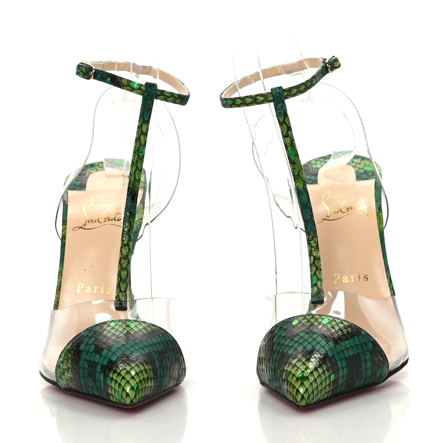 Christian Louboutin Watersnake PVC Nosy 100 Pumps 39 Green 2 of 7