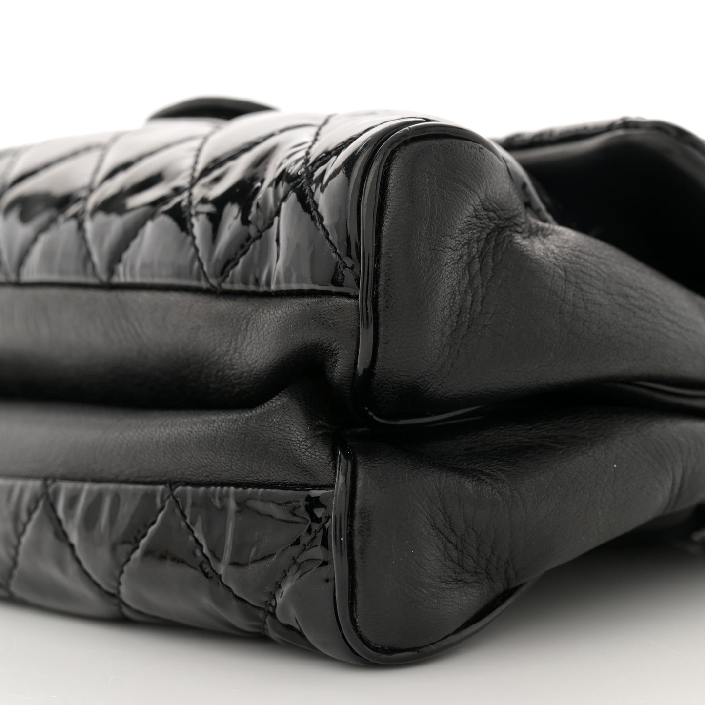 Patent Quilted Medium Rock In Rome Single Flap Black