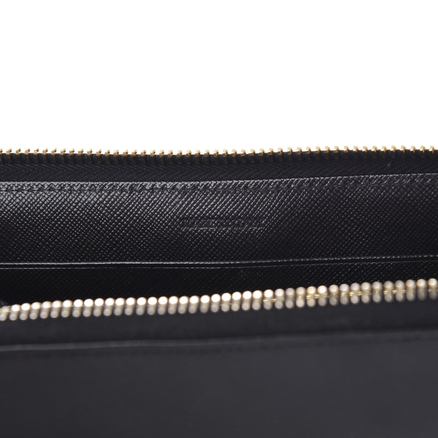 Saffiano Metal Large Zip Around Wallet Black