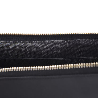 Prada Saffiano Metal Large Zip Around Wallet Black 7 of 7