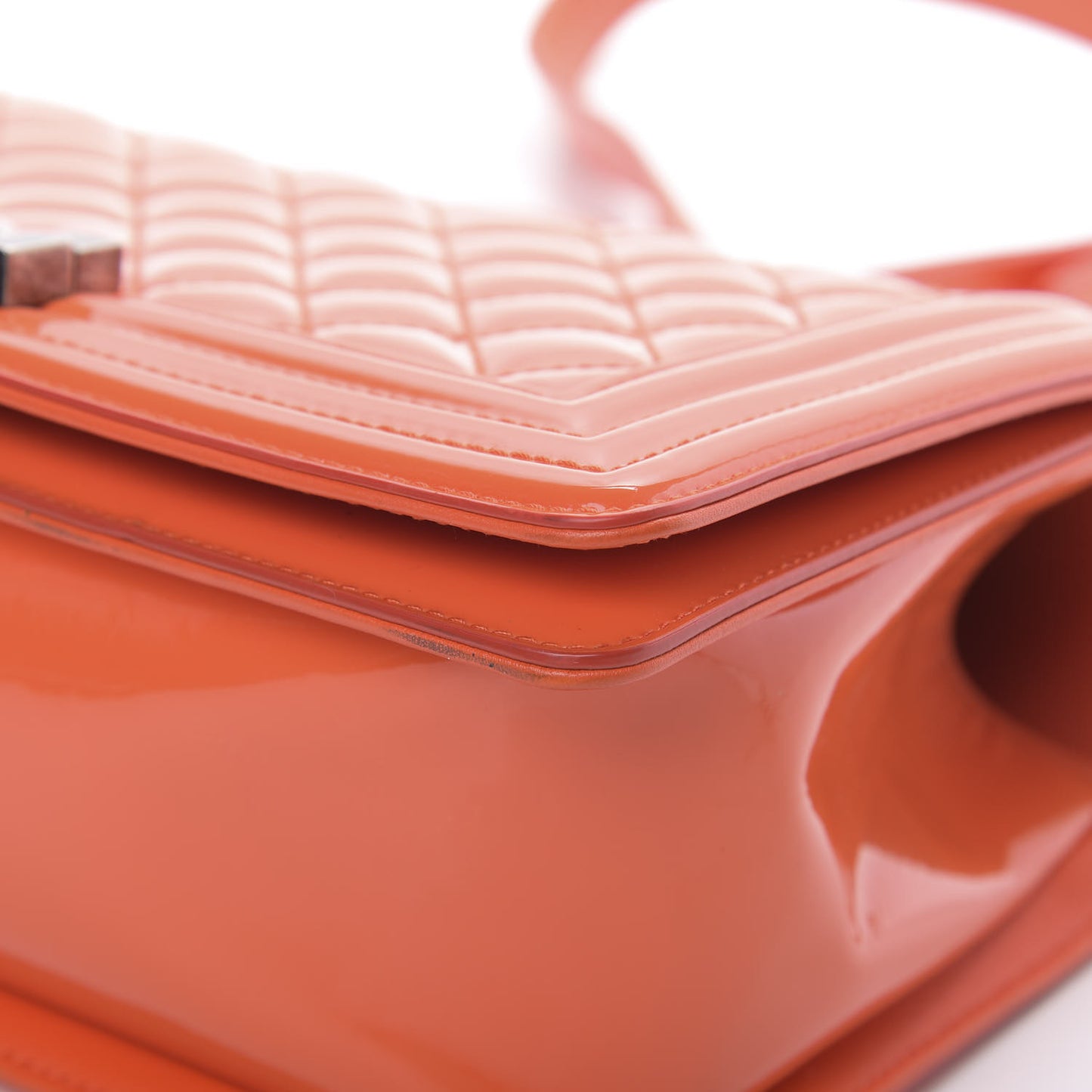Patent Quilted Medium Boy Flap Orange